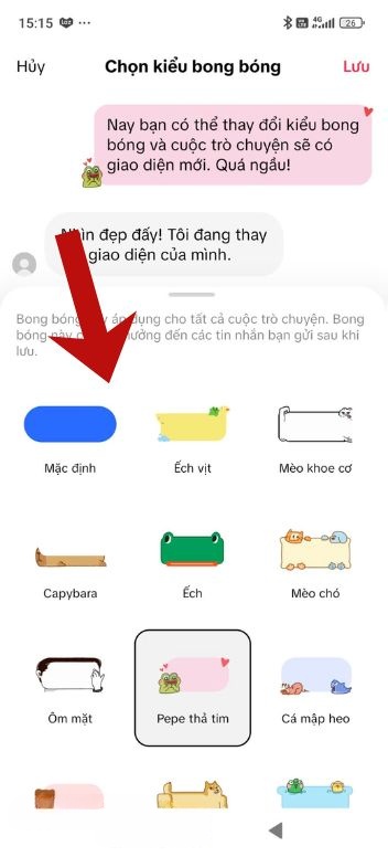 Lựa chọn một kiểu bóng bóng bất kỳ