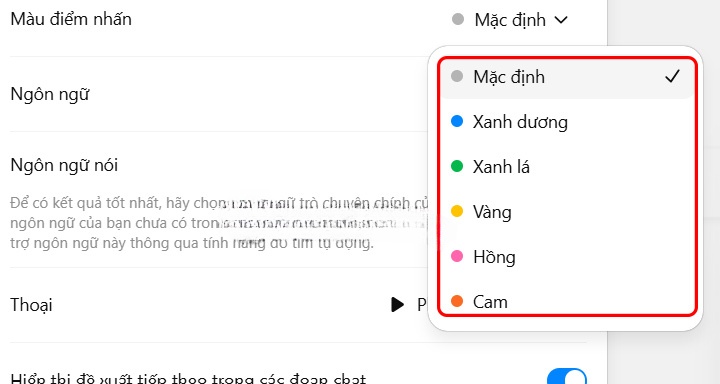 Chọn màu sắc khung chat ChatGPT