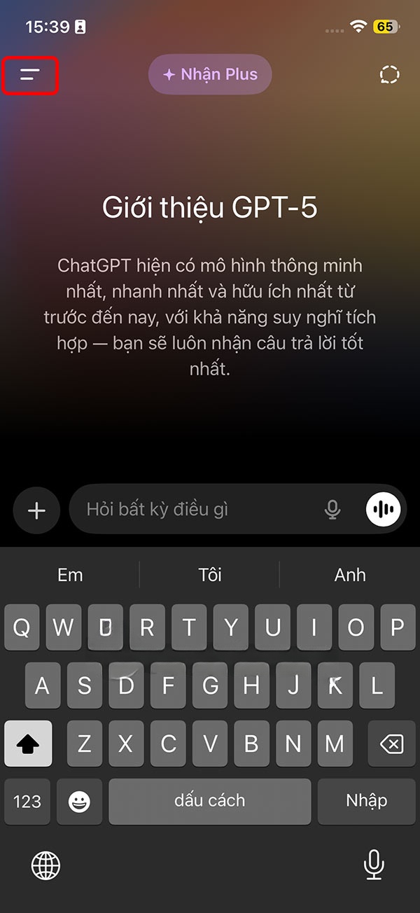 Giao diện ChatGPT trên điện thoại 