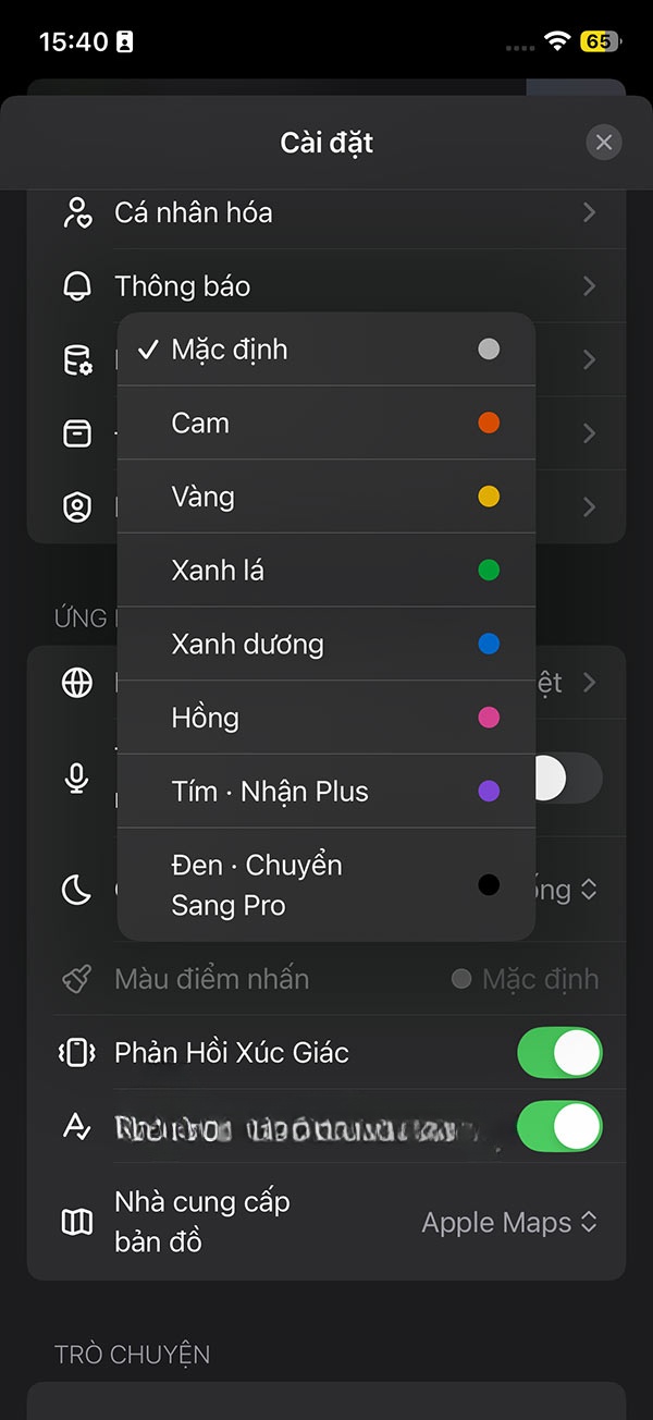 Chọn màu khung chat ChatGPT