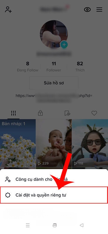 Chạm vào mục Cài đặt và quyền riêng tư