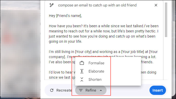 Chỉnh sửa email Gmail soạn bằng Gemini