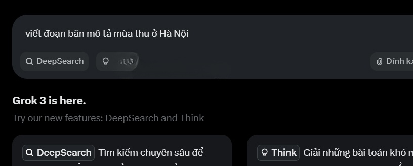 Nhập yêu cầu trong Grok 3 