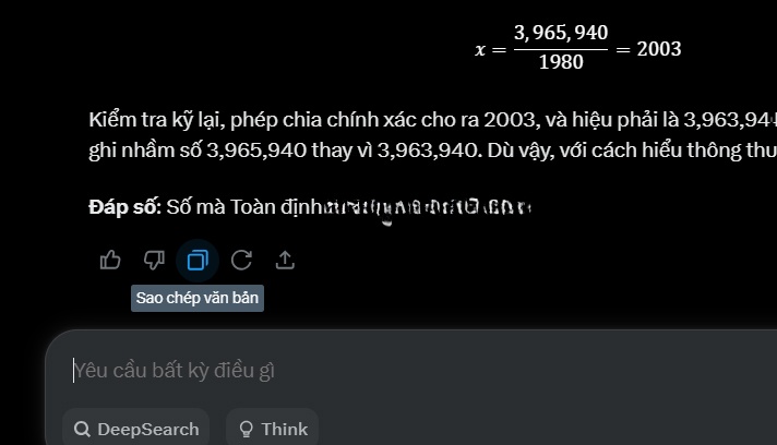 Copy nội dung phản hồi trong Grok 3
