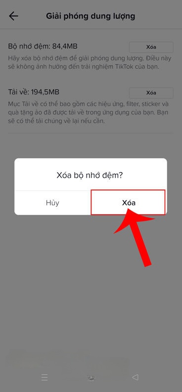 Ấn vào nút Xóa