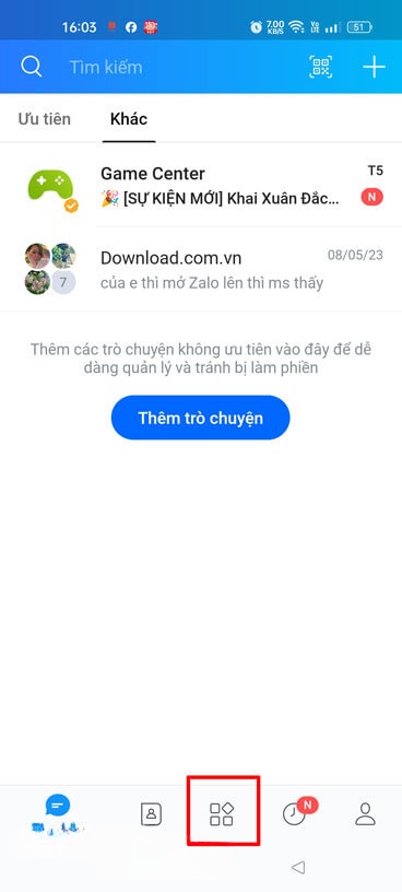 Ấn vào mục Khám Phá