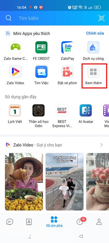 Nhấn vào mục Xem thêm