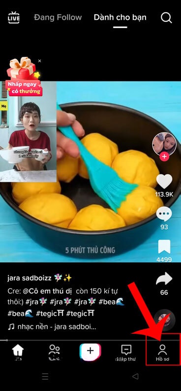 Ấn vào biểu tượng tài khoản