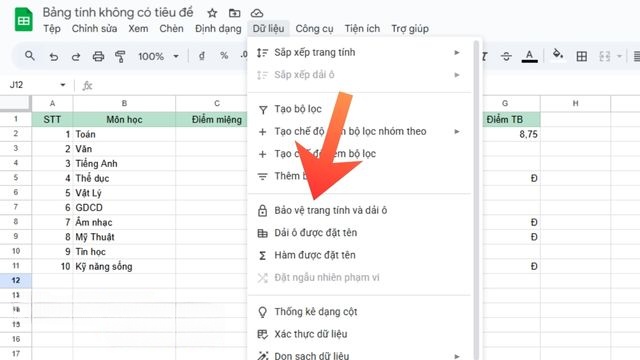 Nhấn vào mục Bảo vệ tranh tính và dải ô
