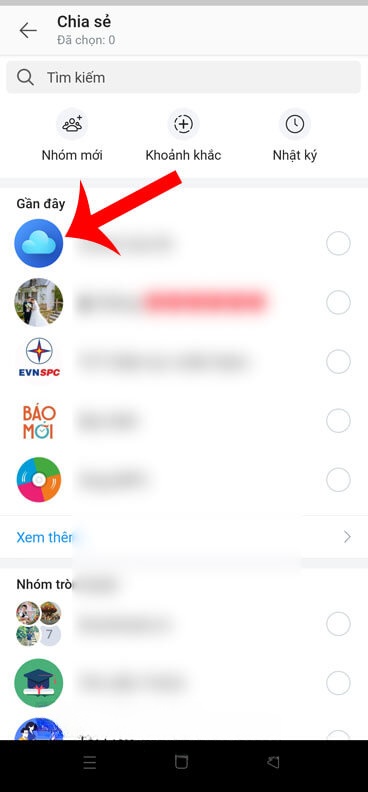 Chọn bạn bè trên Zalo
