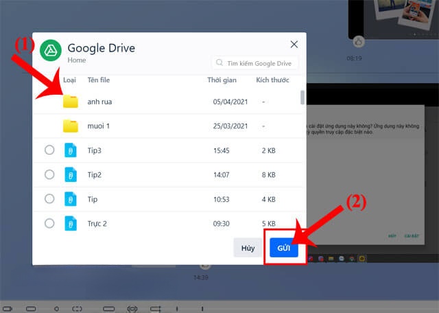 Chọn file dữ liệu > Nhấp chuột vào nút Gửi