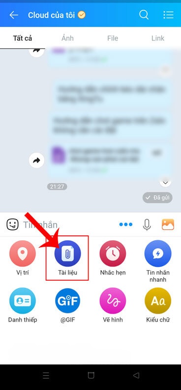 Nhấn vào mục Tài liệu