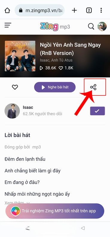 Chạm vào biểu tượng chia sẻ