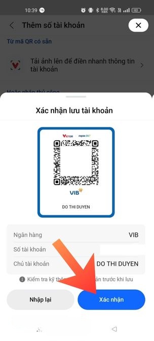 Ấn vào nút Xác nhận