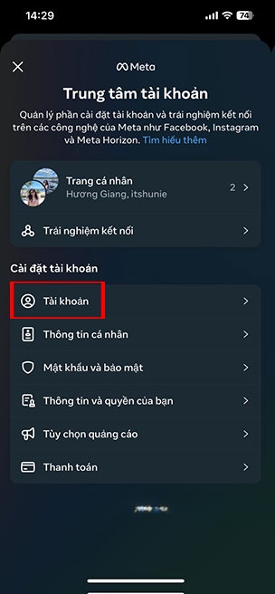 huy lien ket Instagram voi Facebook dien thoai 3*438284