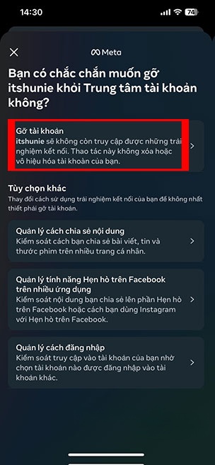 huy lien ket Instagram voi Facebook dien thoai 5*438280
