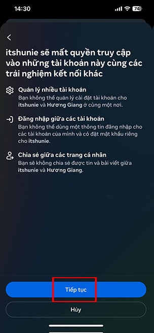 huy lien ket Instagram voi Facebook dien thoai 6*438278