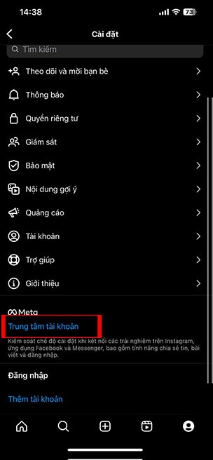 huy lien ket Instagram voi Facebook dien thoai 9*438275