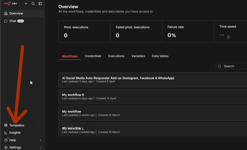 cách import n8n template