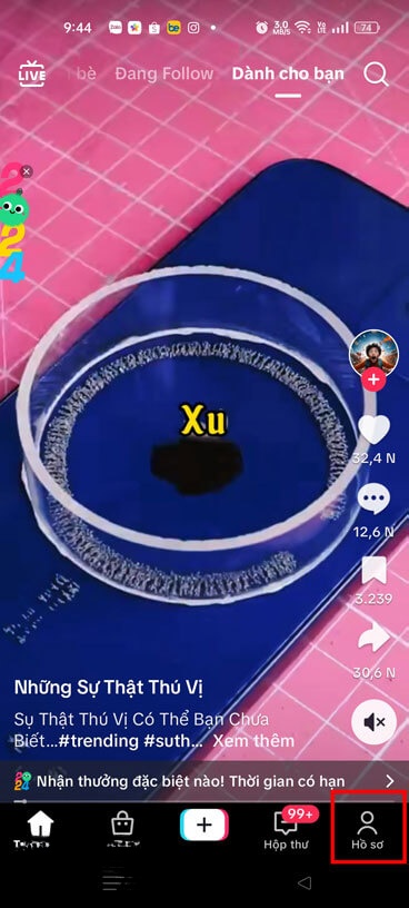 Nhấn vào biểu tượng tài khoản