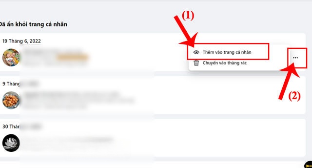 Nhấn vào biểu tượng dấu ba chấm > Nhấp chuột vào nút Thêm vào trang cá nhân