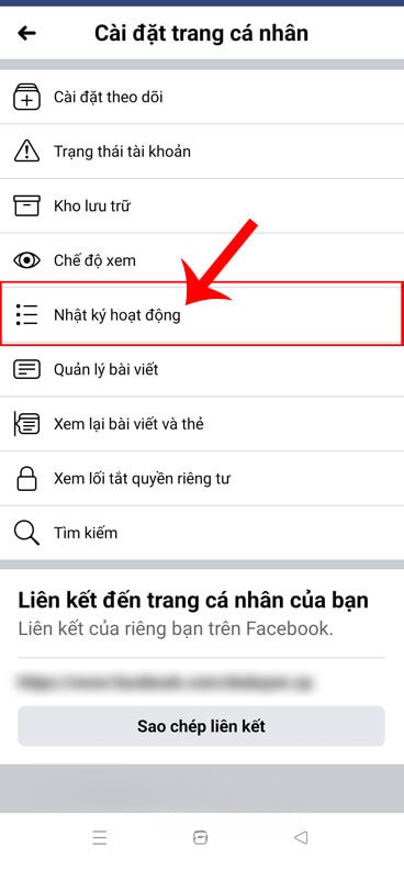 Nhấn vào mục Nhật ký hoạt động
