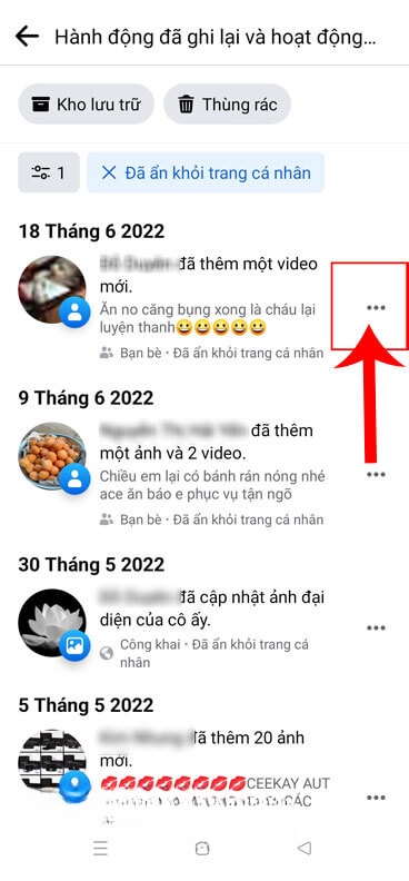 Nhấn vào biểu tượng dấu ba chấm