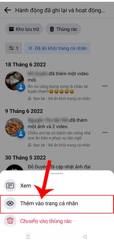 Chạm vào mục Thêm vào trang cá nhân