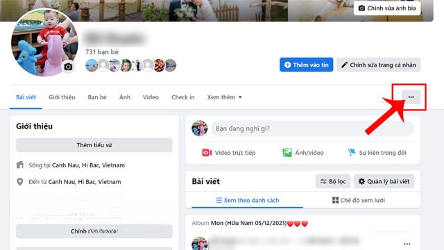 Nhấn vào biểu tượng dấu ba chấm