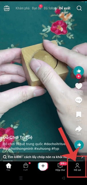 Ấn vào biểu tượng tài khoản