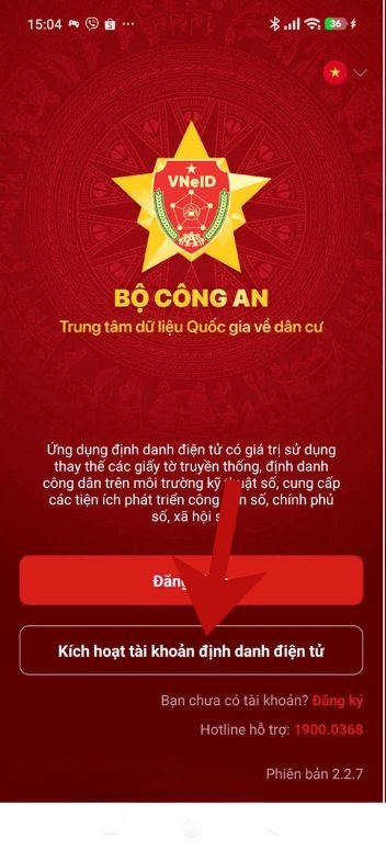 Chạm vào nút Kích hoạt tài khoản định danh điện tử