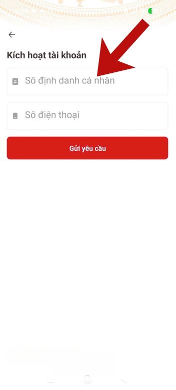 Nhập số định danh cá nhân của trẻ và số điện thoại của cha mẹ