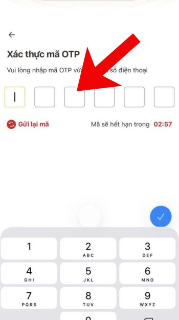 Nhập mã OTP đã gửi về số điện thoại của cha/mẹ