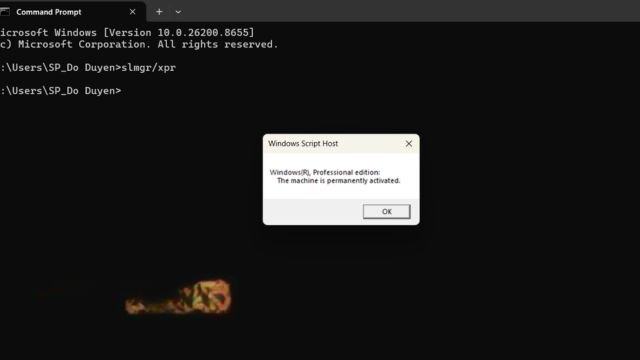 Nếu hiển thị The machine is permanently activated thì đã kích hoạt Windows bản quyền