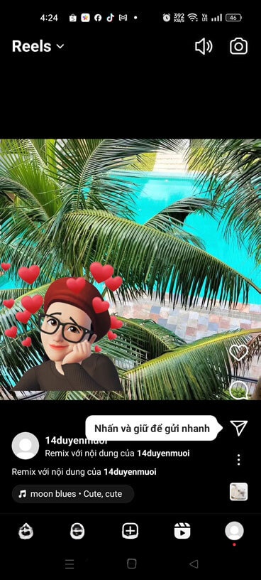 Đợi một lát video Reels được đăng tải lên trang cá nhân