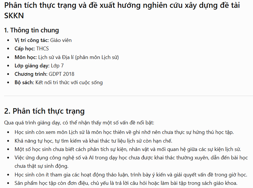 Phân tích thực trạng đề tài SKKN