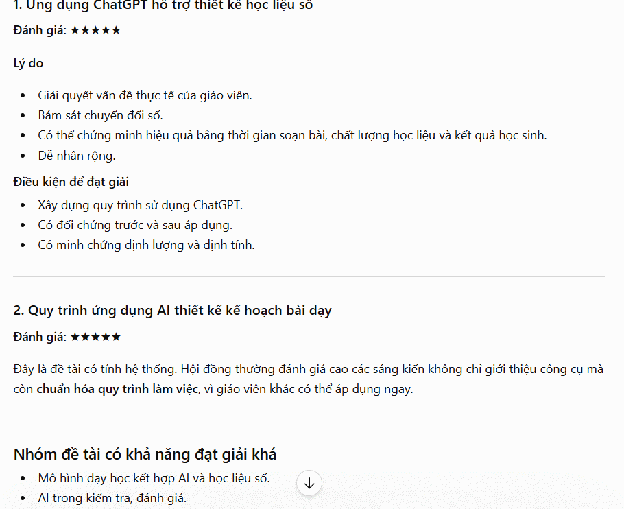 Prompt đánh giá đoạt giải