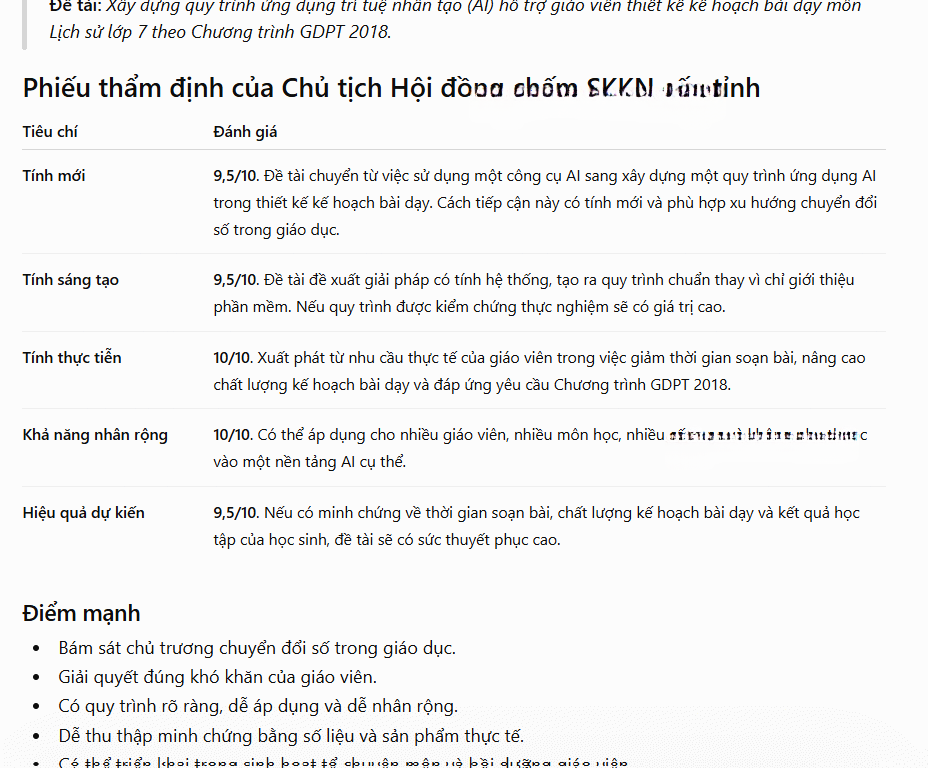 Kiểm định đề tài SKKN đã chọn