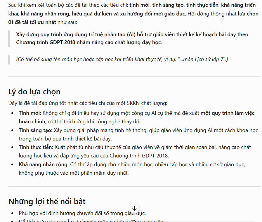 Đề xuất đề tài SKKN tối ưu