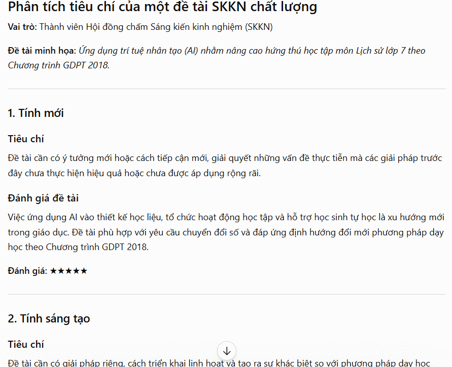 Phân tích tiêu chí SKKN
