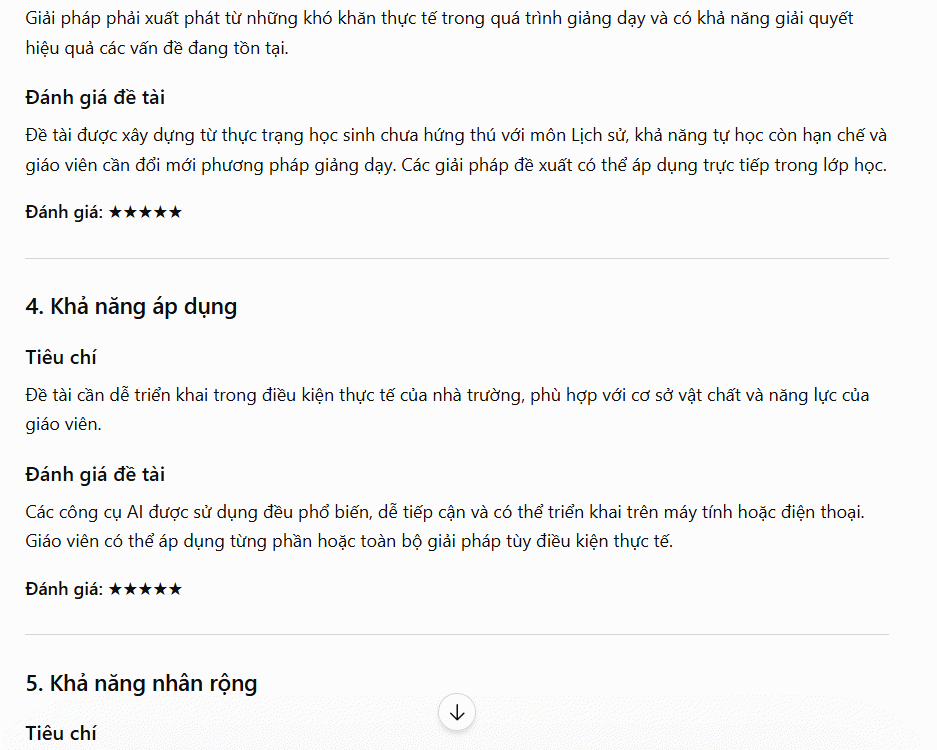 Tiêu chí đề tài SKKN