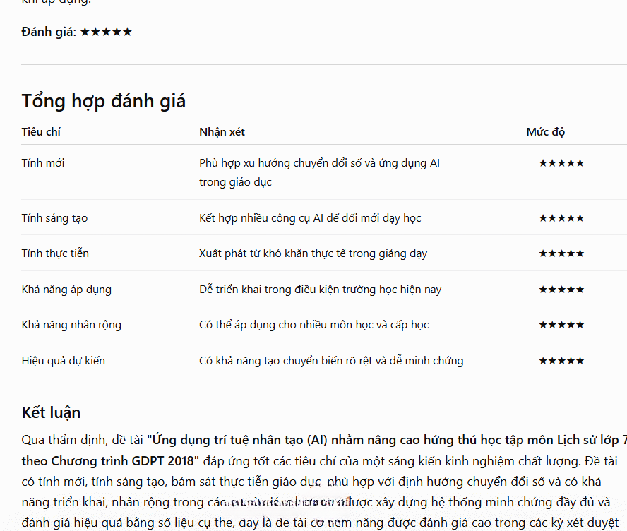 Đánh giá đề tài SKKN