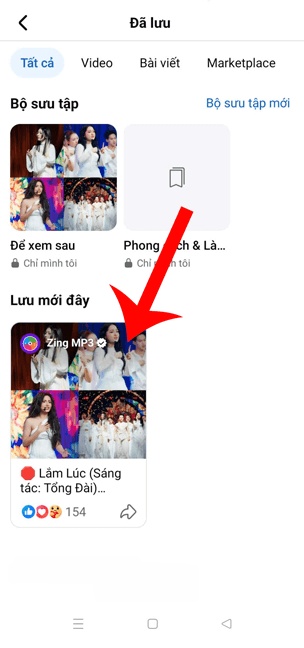 Ấn vào bài viết đã lưu bất kỳ