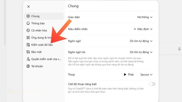 Click chuột vào mục Kiểm xoát dữ liệu