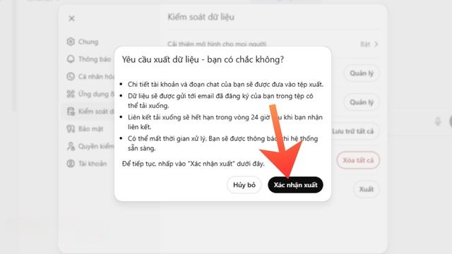 Nhấn vào nút Xác nhận xuất