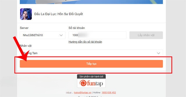 Nhấp chuột vào nút Tiếp tục