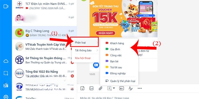 Click chuột vào nút Phân loại > Chọn nhóm phân loại