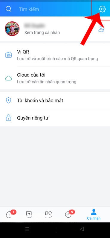Nhấn vào biểu tượng cài đặt