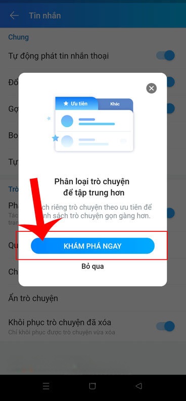 Nhấn vào mục Khám phá ngay