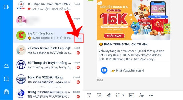Nhấp chuột vào biểu tượng dấu ba chấm